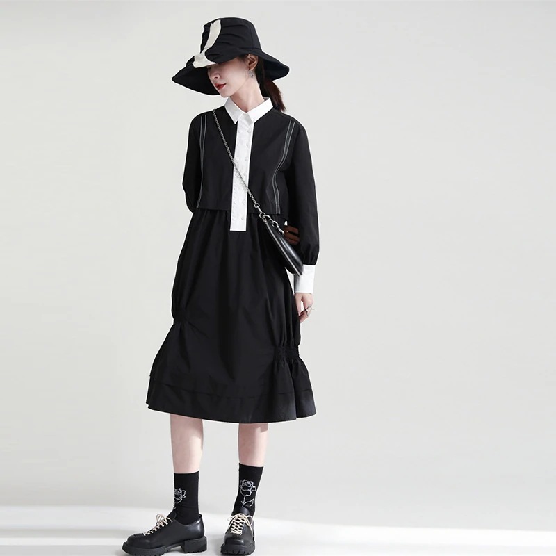 ブランド秋服レディースシャツワンピース韓国ファッション可愛い長袖ワンピース着痩せ効果2023人気新作人気新作ワンピースドレスシャツワンピ