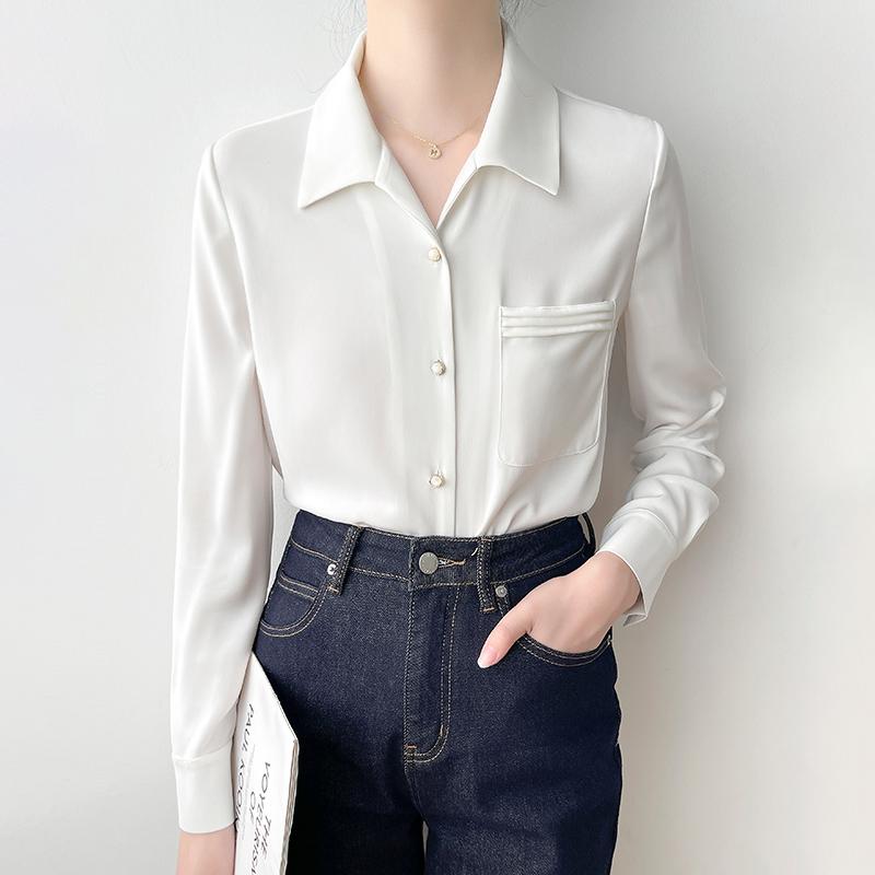 ブラウス レディース 白 シフォンシャツ 秋冬 フォーマル ビジネス オフィス シンプル 上品 ファッション 大人 長袖 合わせやすい