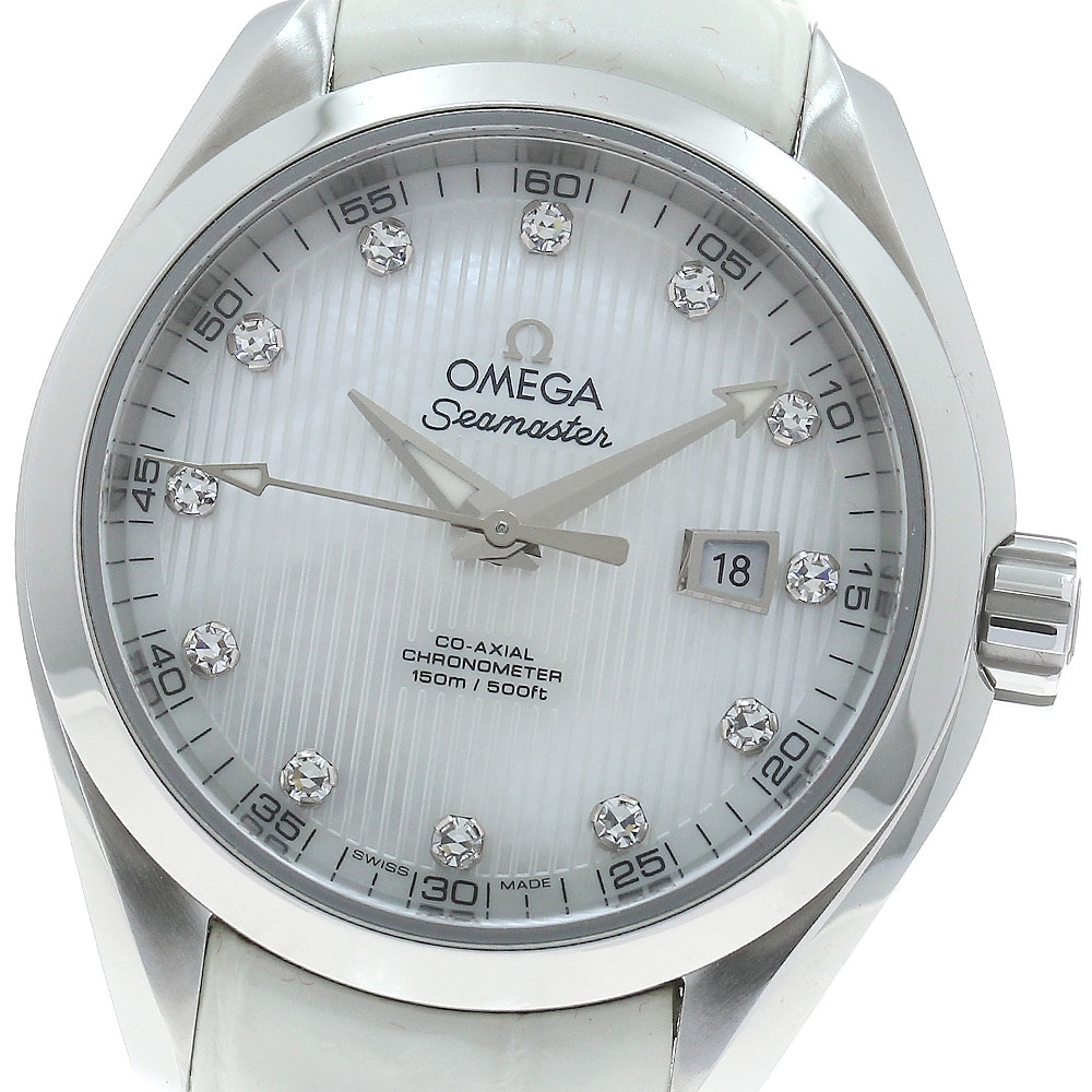オメガ OMEGA 231.13.34.20.55.001 シーマスター アクアテラ コーアクシャル 12Pダイヤ 自動巻き レディース 美品 箱・保証書付き_877275【中古】