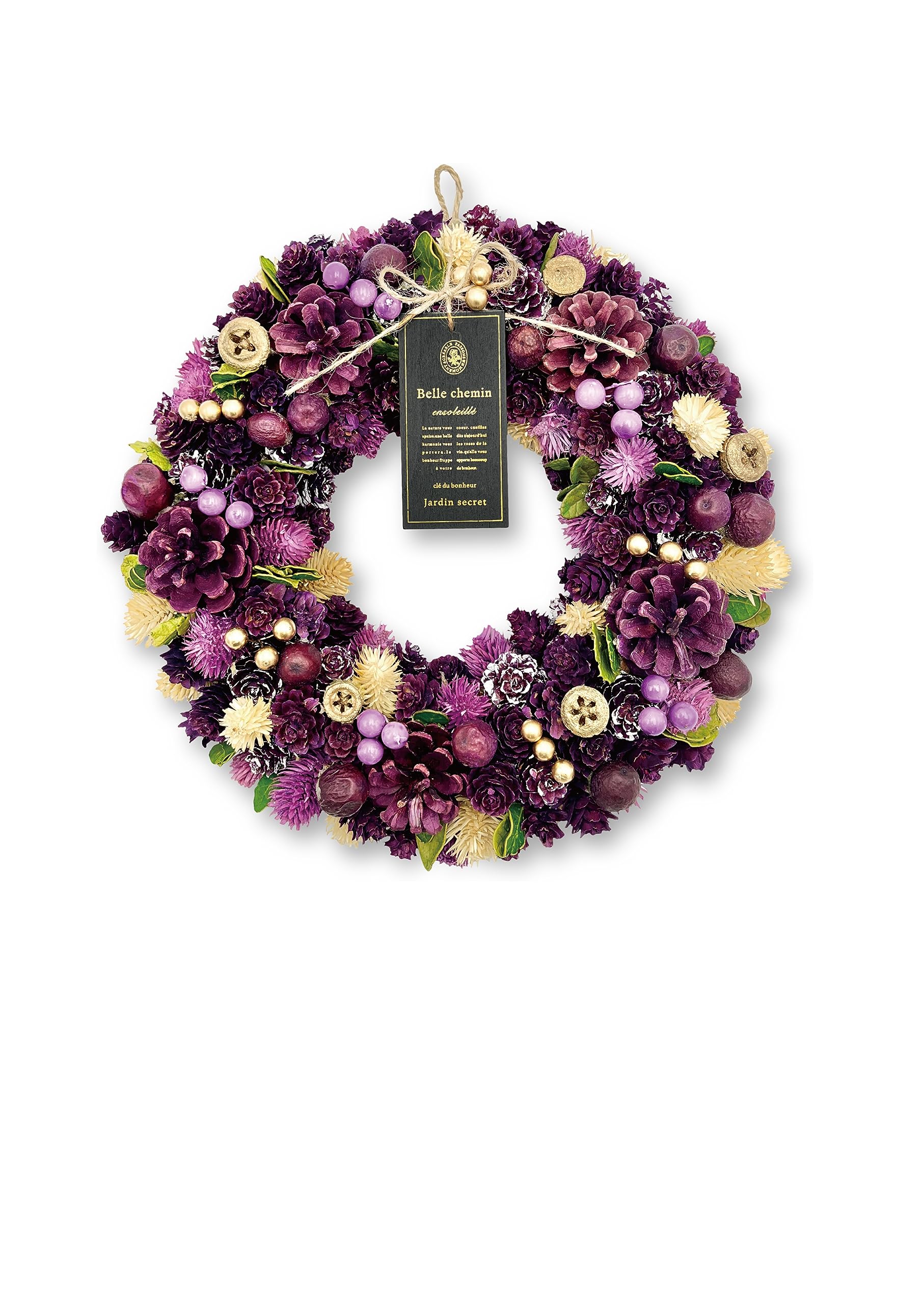 ［ 2025年 mamawreath Lサイズ A クリスマスリース ］オータム クリスマス 秋冬 フラワーリース 玄関 ドア ギフト プレゼント インテリア パープル 紫色 Lサイズ: 32cm (