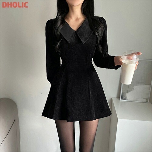 [メガ割りSALE]バリモアカラーベロアミニフレアワンピース