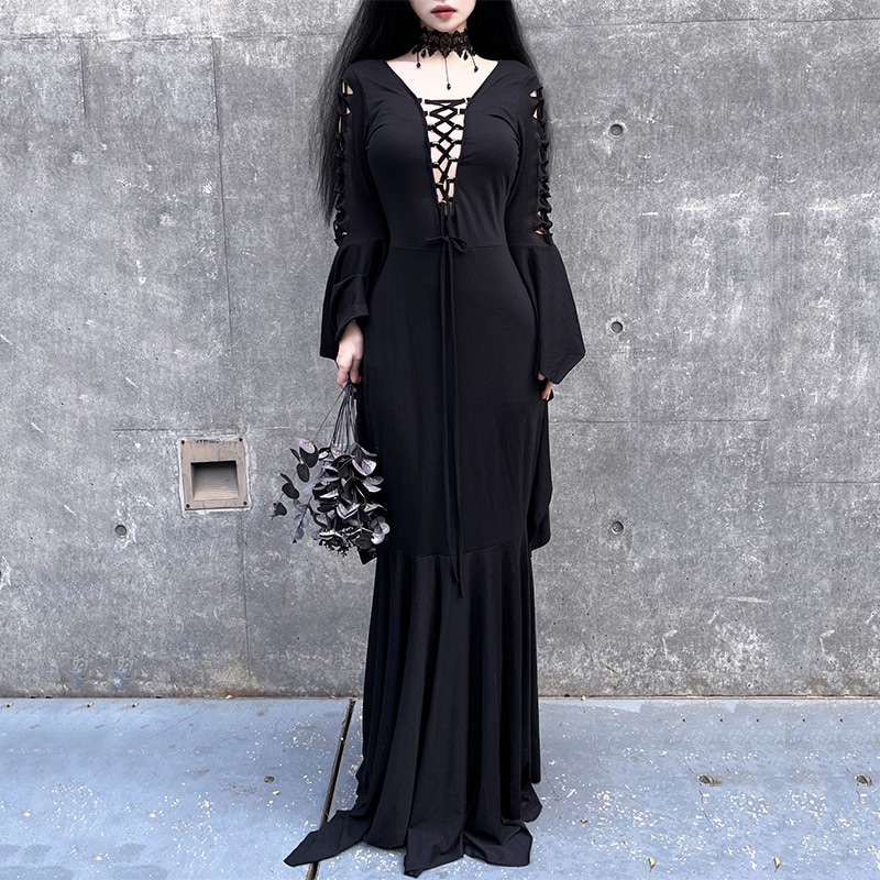 ハロウィンコスチューム魔女長袖ドレスコウモリ吸血鬼ゴシックスタイルヨーロッパとアメリカのレトロな国境を越えた中世のスカート 4,655円