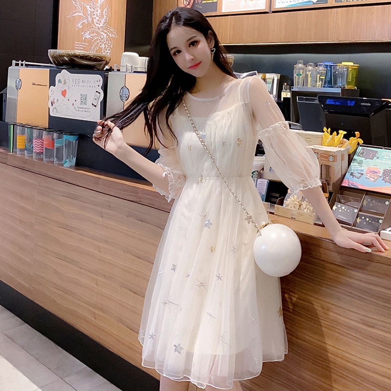 かわいいネットの紗のワンピースの仙女の流行の婦人服22年の夏服の新型lolita 激安価格と即納で通信販売