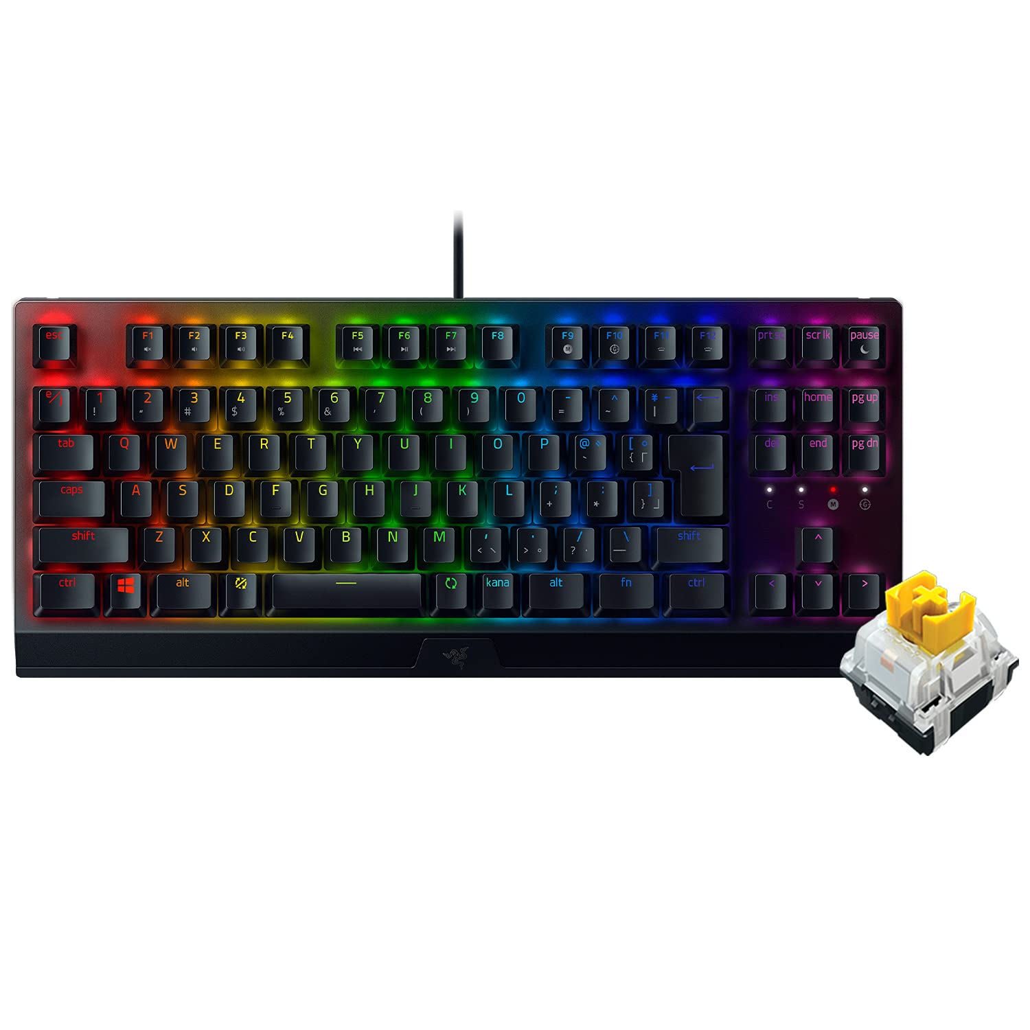 Razer ゲーミングキーボード テンキーレス メカニカルキーボード BlackWidow V3 Tenkeyless JP - Yellow Switch メカニカル イエロー軸 クリアハウジング