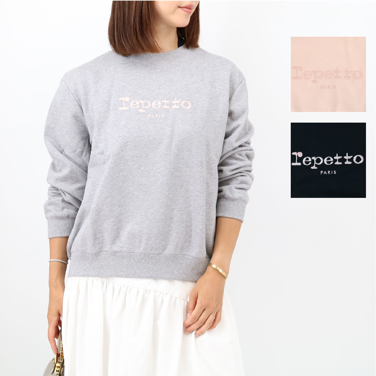 S0696 ロゴ刺繍スウェット ESSENTIEL SWT 長袖 裏毛 トレーナー レディース トップス ブランド