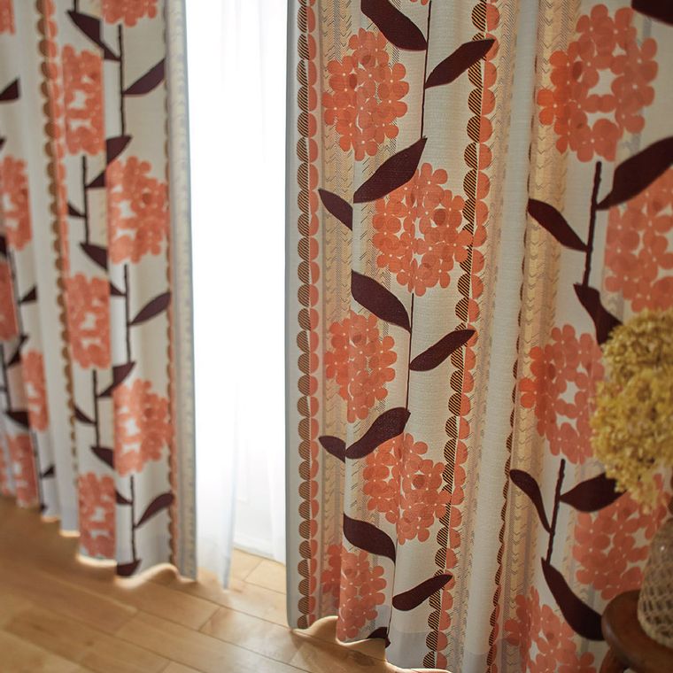 カーテン 遮光 2級 幅100x丈178cm (1枚入）花柄 フラワー 植物柄 掃出窓 100x178 日本製 ナチュラル お洒落 おしゃれ 丸洗い 洗える ウォッシャブル 形状記憶加工 既製 国産