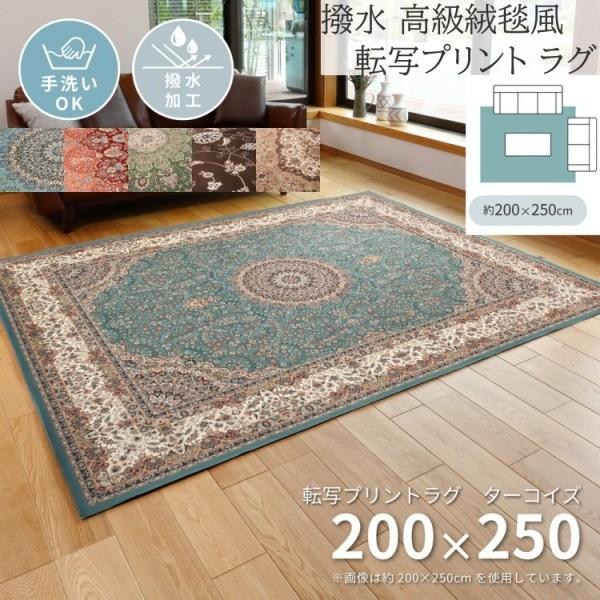 高級絨毯風 転写プリントラグ 200x250cm 撥水加工 裏地不織布 花柄ドット滑り止め オールシーズン デザイン リビング フロアマット カーペット 敷物 13,419円