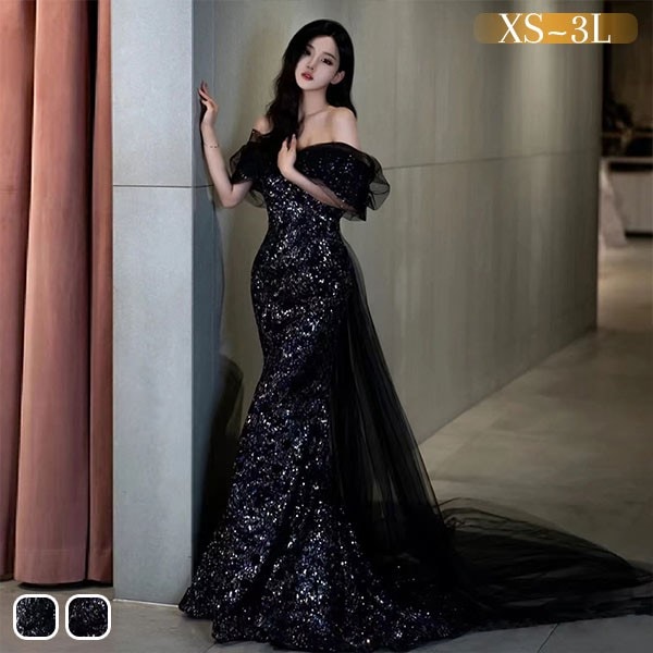 ドレス 大人 ピアノ 発表会 ロングドレス マーメイドライン 演奏会 結婚式 母親 ピアノ発表会 黒 袖付き ワンピース 半袖 演奏会ドレス 演奏会用ドレス パーティードレス イブニングドレス ロング