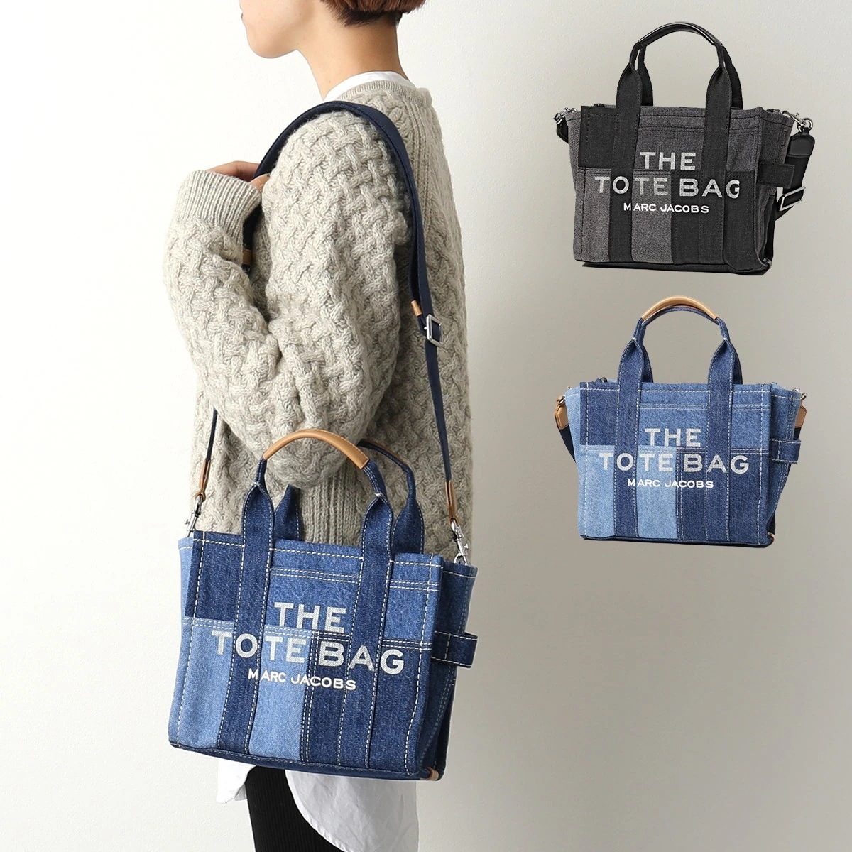 MARC JACOBS マークジェイコブス H016M06FA21 カラー2色 THE DENIM MINI TOTE BAG トートバッグ ショルダーバッグ ロゴ刺繍 鞄 レディース