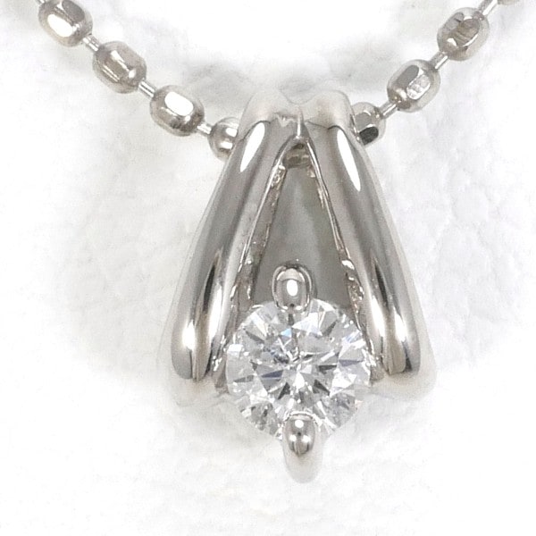 K14 14金 WG ホワイトゴールド ネックレス ダイヤ 0.07 約40cm ジュエリー 中古