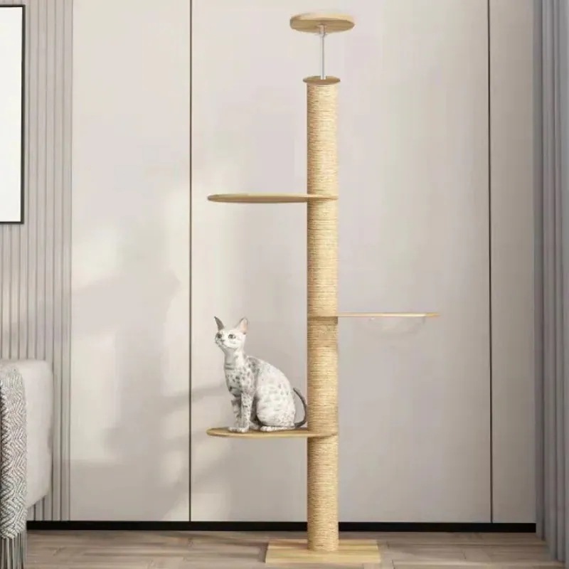 猫 ハンモック 柱 木 大きなバスケット 屋内 屋外 トンネル 巣 255265cm Black