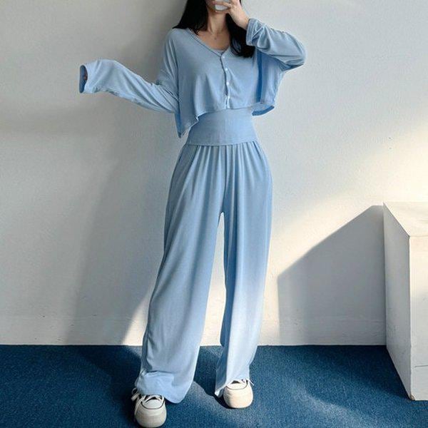 Hスタイル(SET)マランカーディガン上下スリーセット 春 女性 トレーニングウェアセット スウェットセット 上下セットアップ ホームウェア