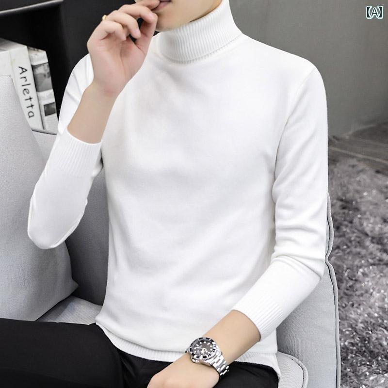 メンズ トップス ニット 秋冬 暖かい おしゃれ レトロ シンプル セーター 長袖 セーター タートルネック プルオーバー 無地 デイリー