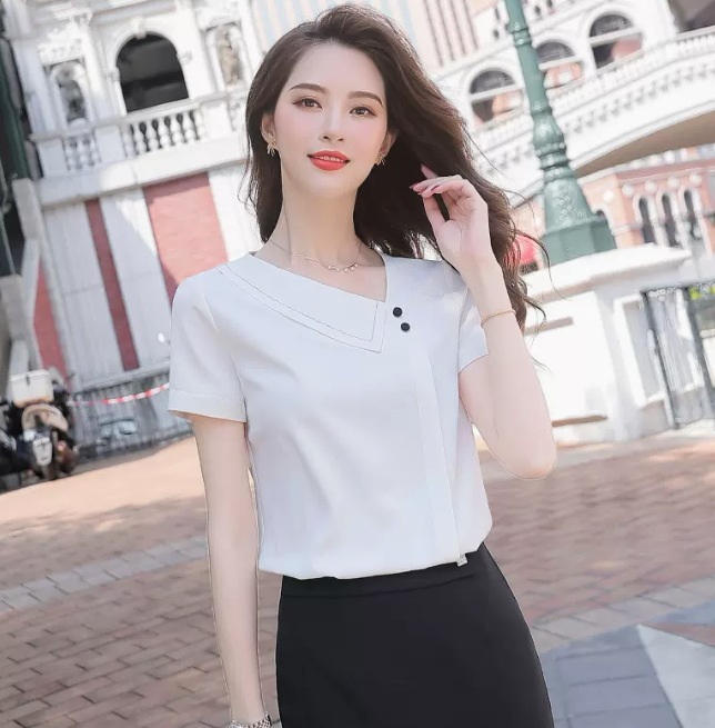 アシンメトリー トップス ブラウス 全2色 袖あり 半袖 かわいい 可愛い きれいめ 上品 おしゃれ お洒落 可愛い 女子 こなれ感 ラブリー キュート ガーリー エレガント 主役級