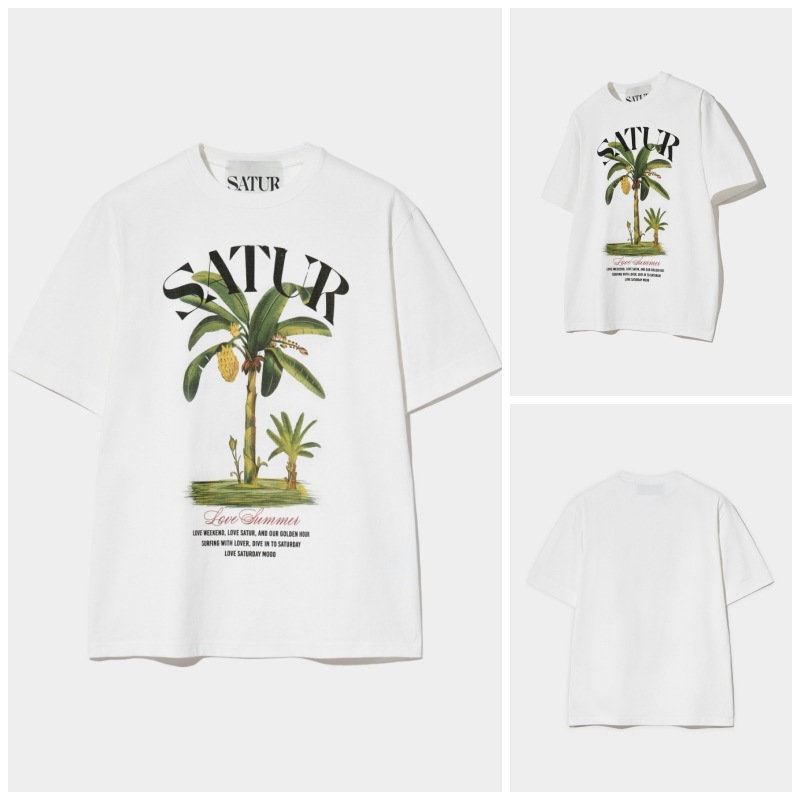 ☆送料・関税込☆SATUR★Banana Tree Graphic T-Shirt★ SATUR】 BANANA TEE GRAPHIC T-SHIRT : SATURDAY WHITE Tシャツ