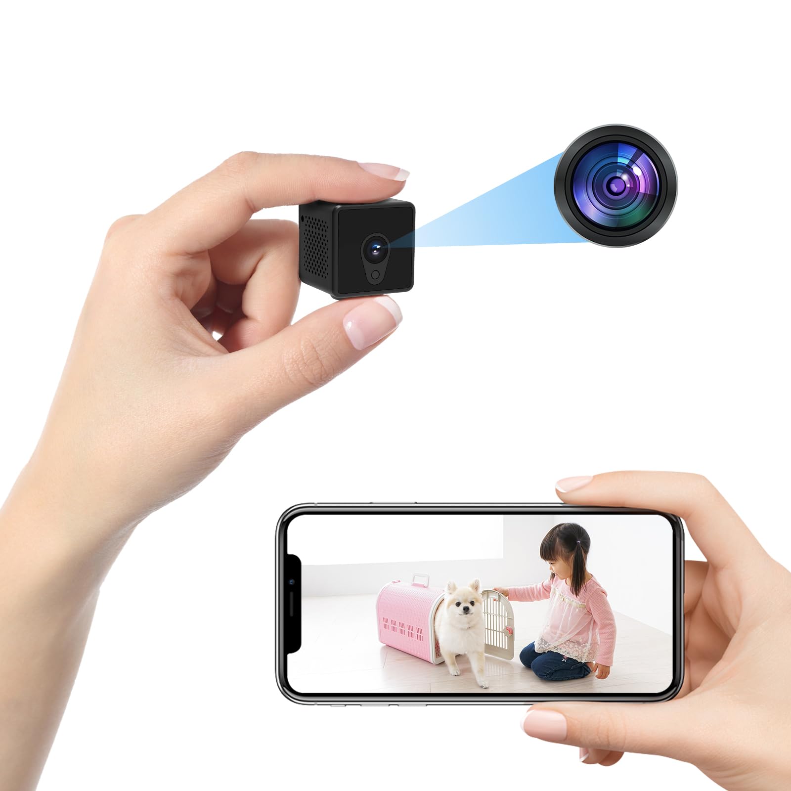 Jinghua wifi超小型カメラ/隠しカメラ/撮り用カメラ/スパイカメラ長時間録画準4Kハイビジョン画質スマホ連動とで見る暗視/移働検知/録画録音機能この小型盗撮カメラは小型/軽量/取り付け簡単/