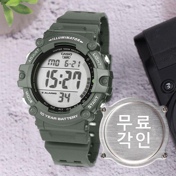 無料刻印 AE-1500WHX-3A 軍人 電子 アウトドア ロングバンド メンズ ウレタン 腕時計 d