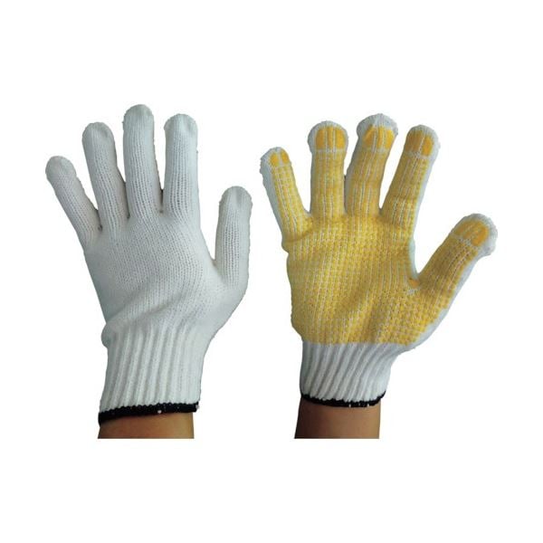 （まとめ）富士手袋工業 シノフィッティングすべり止め LL ホワイト 1パック（10双）[x3]