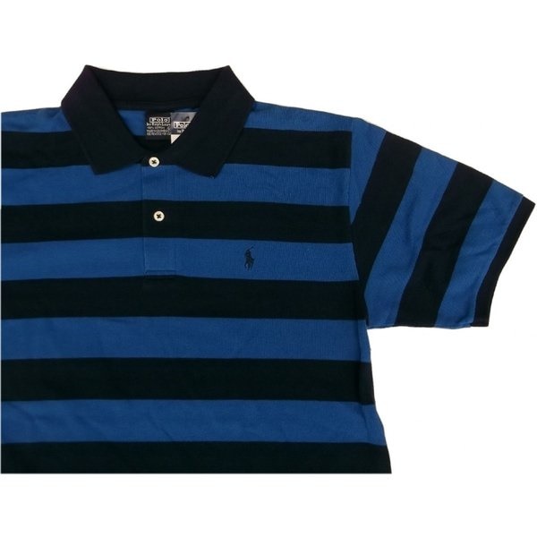 ボーイズサイズ 半袖 ボーダー ワンポイント 鹿の子 ポロシャツ ネイビー boys PR2-209
