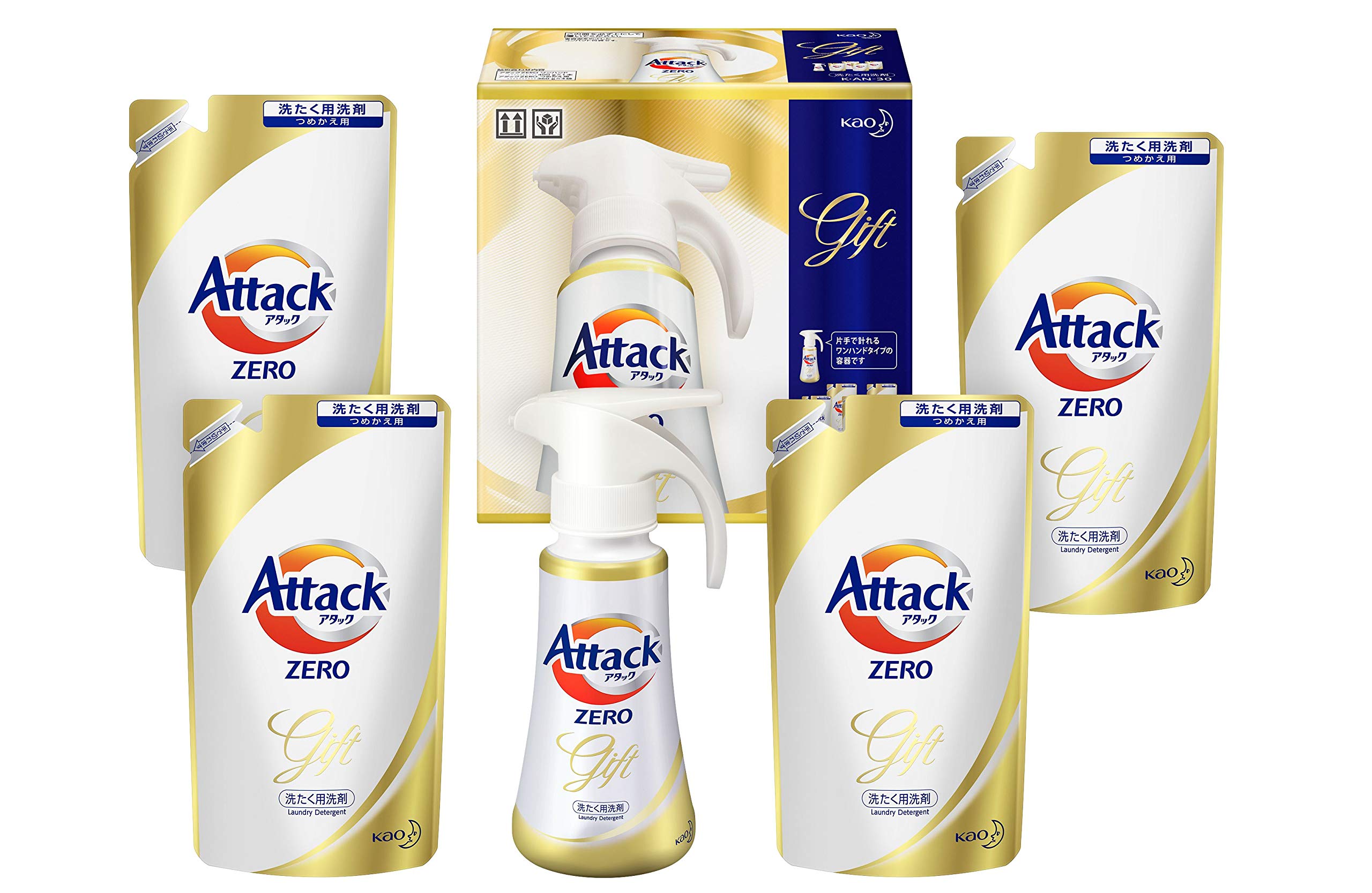 【洗剤ギフト】 アタックZERO ワンハンドプッシュ400g*1本 つめかえ360g*4袋 (抗菌 プラス 24時間部屋干し臭を防ぐ) 5,630円