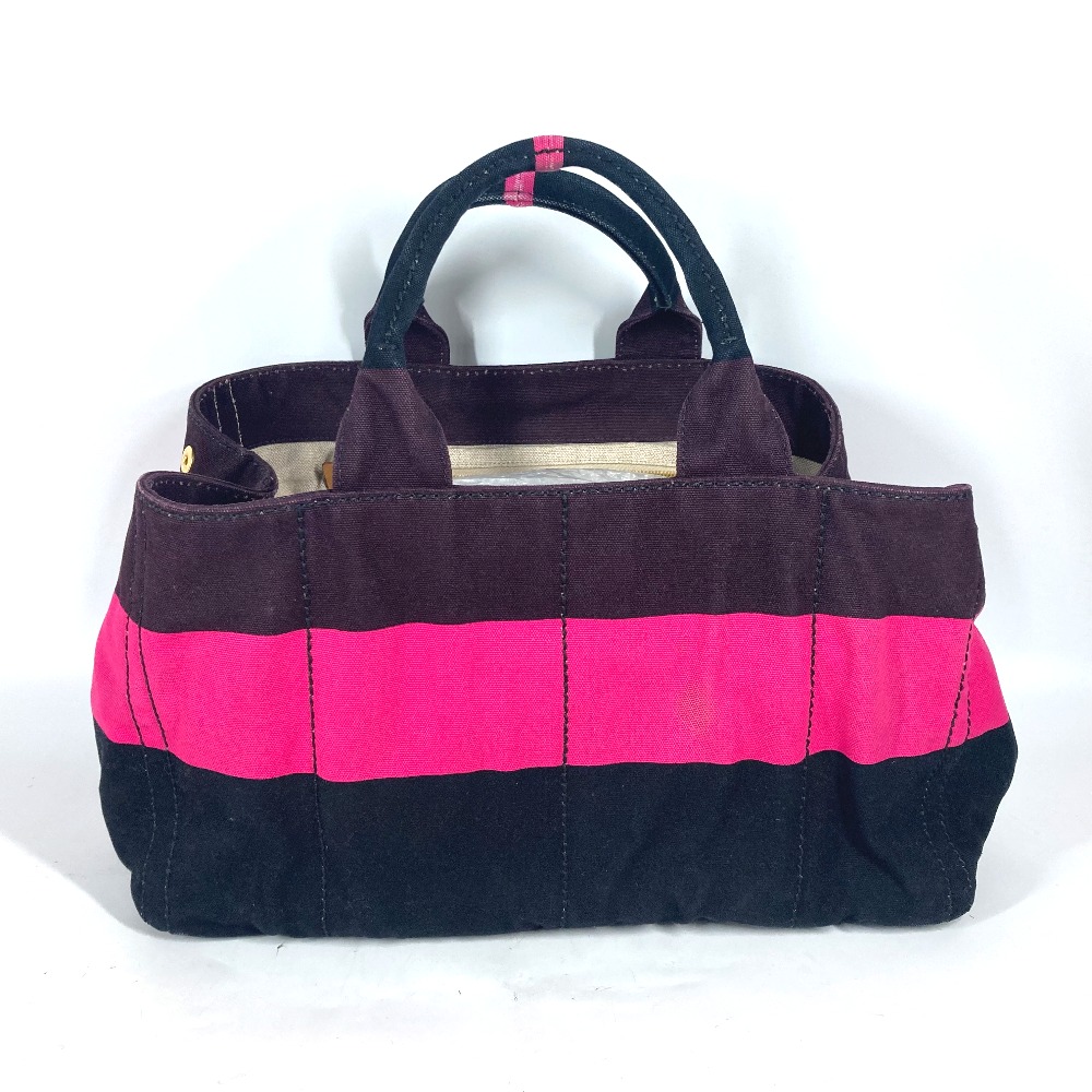 ハンドバッグ カナパ L ラージ ボーダー カバン トートバッグ ショルダーバッグ キャンバス ピンク