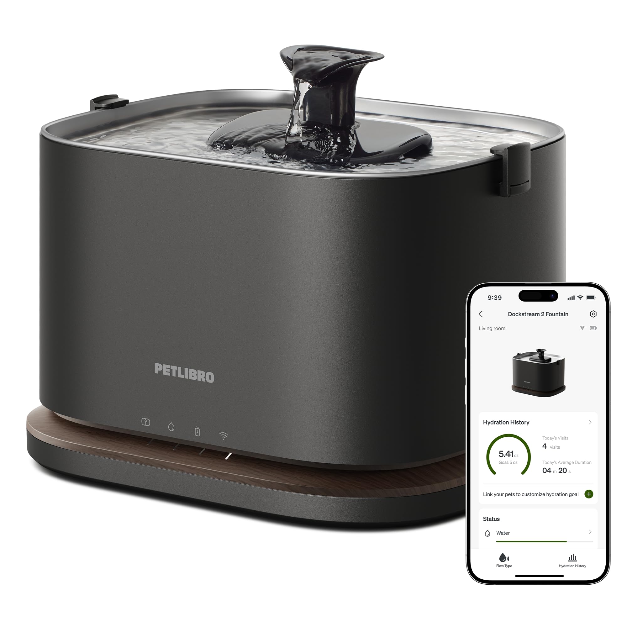 PETLIBRO 猫 自動給水器 自動水やり機 給水器 コードレス wifi アプリ対応 センサー給水 2WAY給電 3L大容量 ワイヤレスポンプ お手入れ簡単 人気 猫 犬 水飲み器 4重濾過 静音