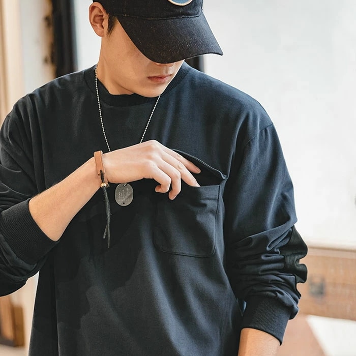 ロンT メンズ 長袖tシャツ クルーネック オーバーサイズ ロングtシャツ ビッグシルエットTシャツ 長袖 アメカジ メンズファッション ロングスリーブ 大きいサイズ カットソー 春 秋 普段着 カジ