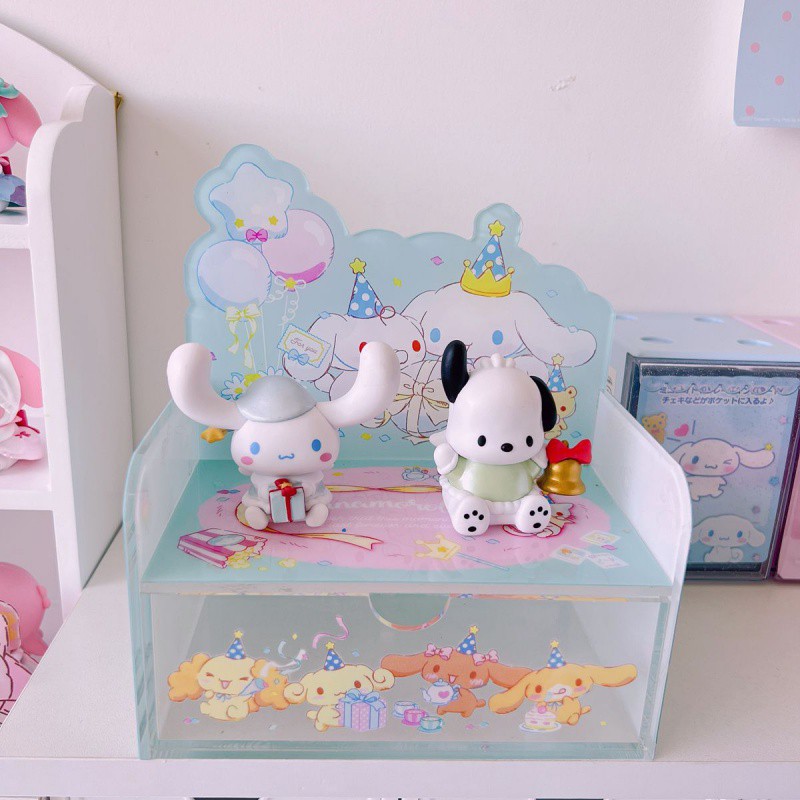 かわいい漫画の翡翠の犬アクリル引き出しデスクトップ収納ボックス収納ボックスオーガナイザーボックス写真ディスプレイスタンド