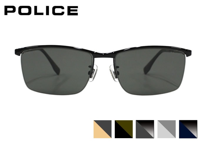 POLICE ポリス サングラス splt67j スクエア ブロー ハーフリム ナイロール チタン メンズ レディース 56サイズ