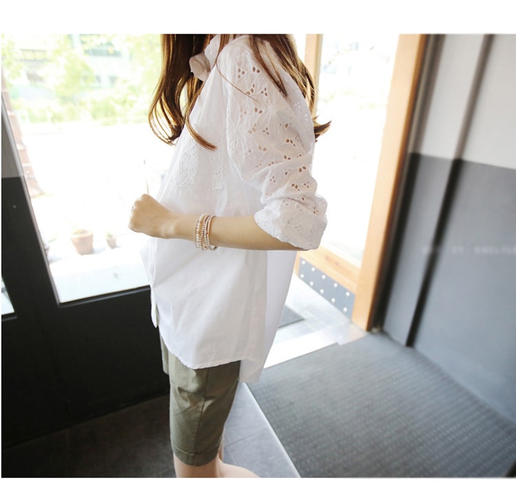 秋の新作婦人服大判透かし長袖カーディガン無地シャツ