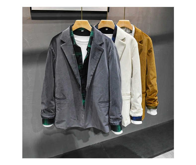 フラットカラーコーデュロイカジュアルスモールスーツメンズラージサイズビジネススーツルーズコーデュロイ