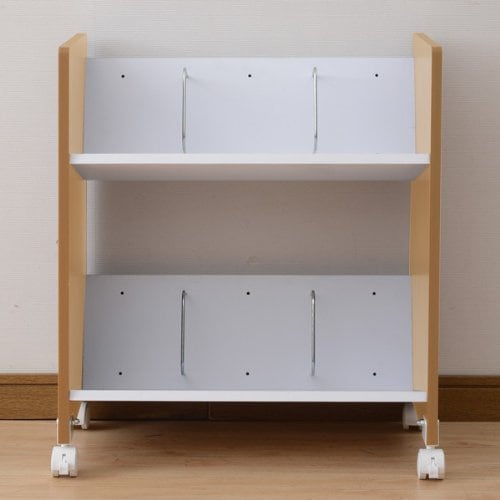 色：ナチュラル [山善] ファイルワゴン 2段 幅55*奥行30*高さ65.5cm A4サイズ 仕切
