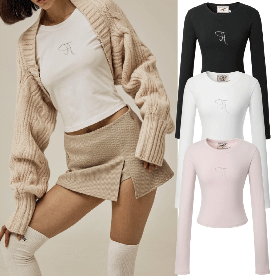 threetimes ♥ Jewel tee long sleeve/追跡付 threetimes】Jewel tee/追跡付 (threetimes/Tシャツ・カットソー
