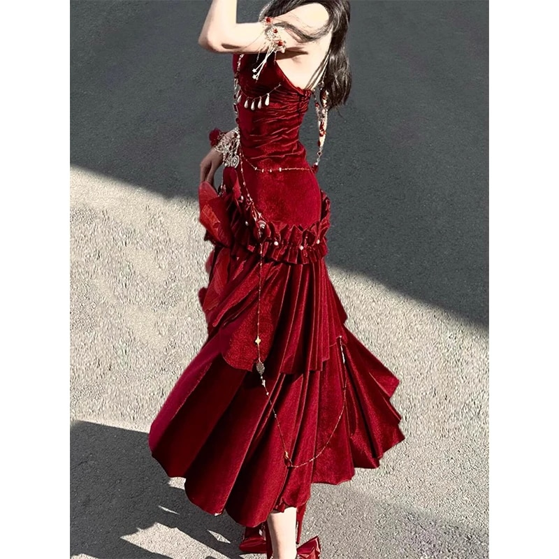 ベルベットフィッシュテイルスプリットバックレスロング女性 5,452円