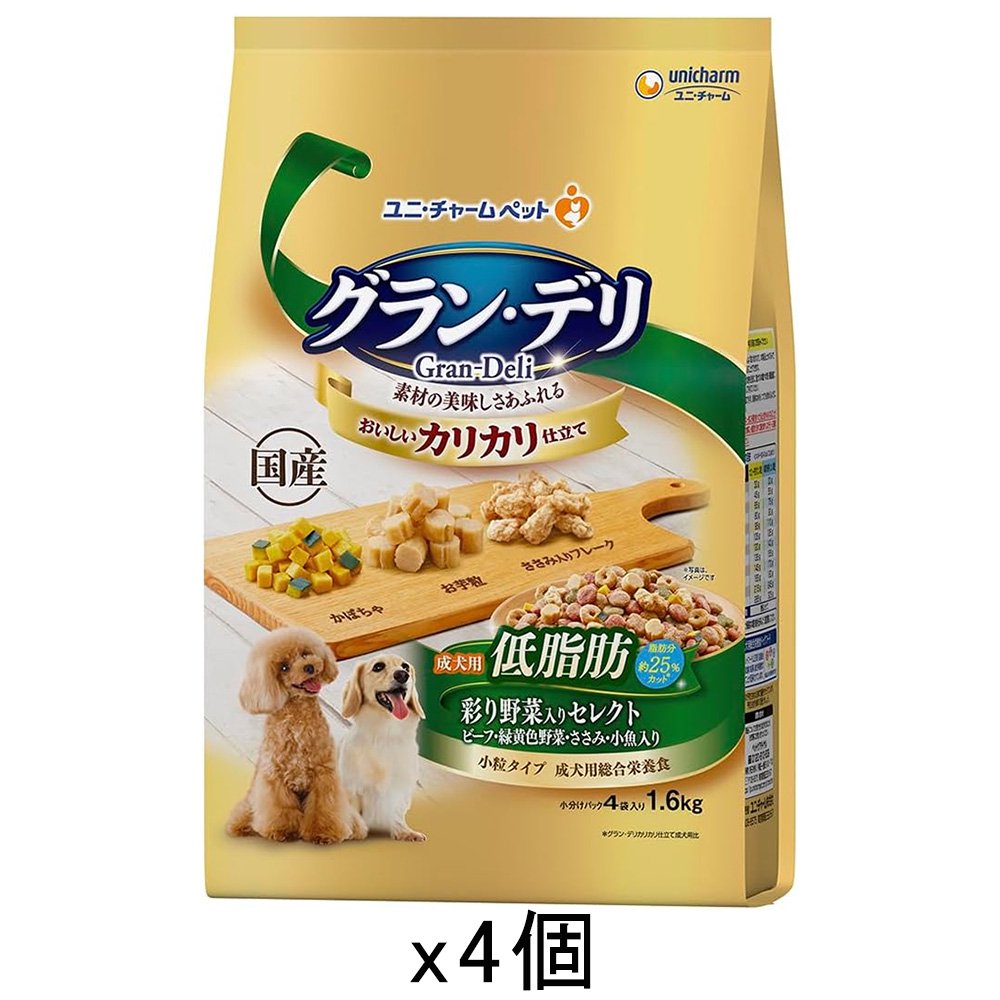ドッグフード　カリカリ仕立て　成犬用　低脂肪　彩り野菜入りセレクト　ー脂肪分約２５％カットー　１．６ｋｇ（４００ｇX４袋）X４　ＣＲＣ45―05―45―15―00