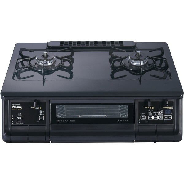 ガスコンロ 都市ガス 右強火力 2口 PA-380WA-R-13A ブラックプラチナ everychef エブリシェフ