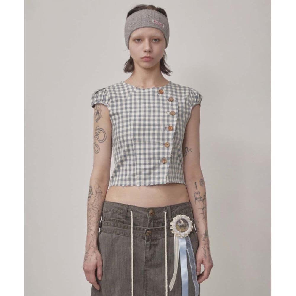 スカルプター Rosetta Puff Shirt Mint Gingham SC25S232MT