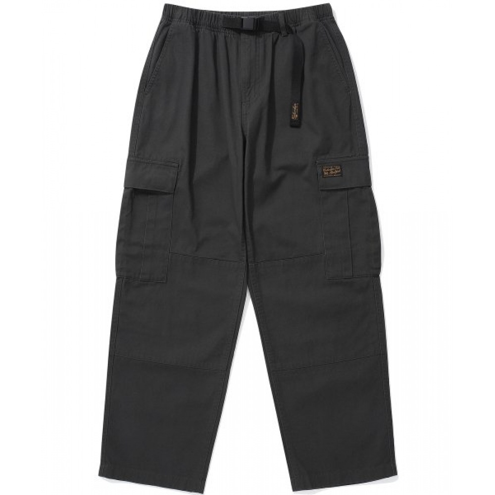 コロンビア大学 SLラベルベルト付きカーゴコットンパンツチャコール
