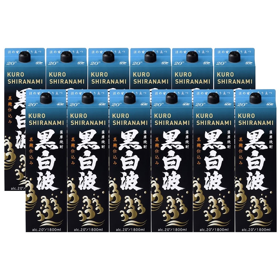 【送料無料】薩摩酒造 さつま白波 黒麹 20度 パック 1800ml 1.8L12本【本州(一部地域を除く)は送料無料】