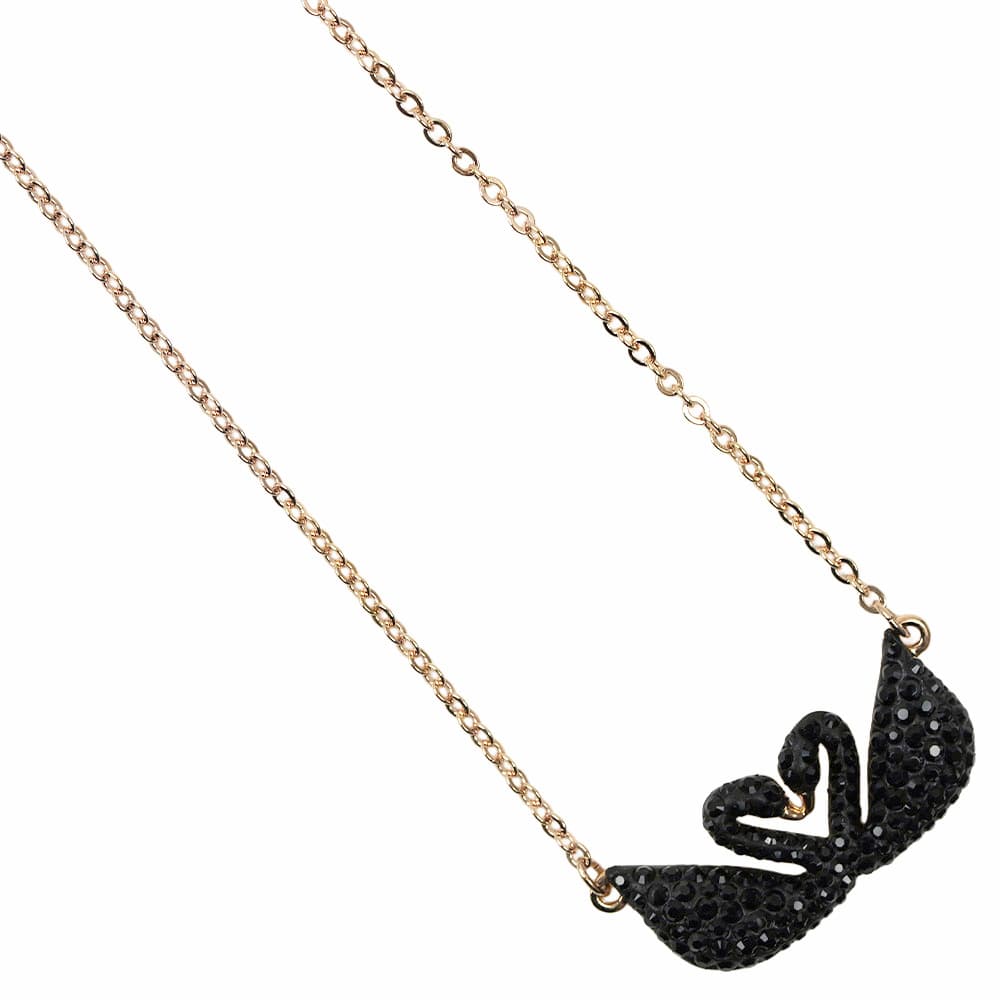 スワロフスキー ネックレス ペンダント レディース ブラック ローズゴールド スワン ダブル SWAROVSKI ICONIC SWAN NECKLACE DOUBLE JET/ROS 5296468