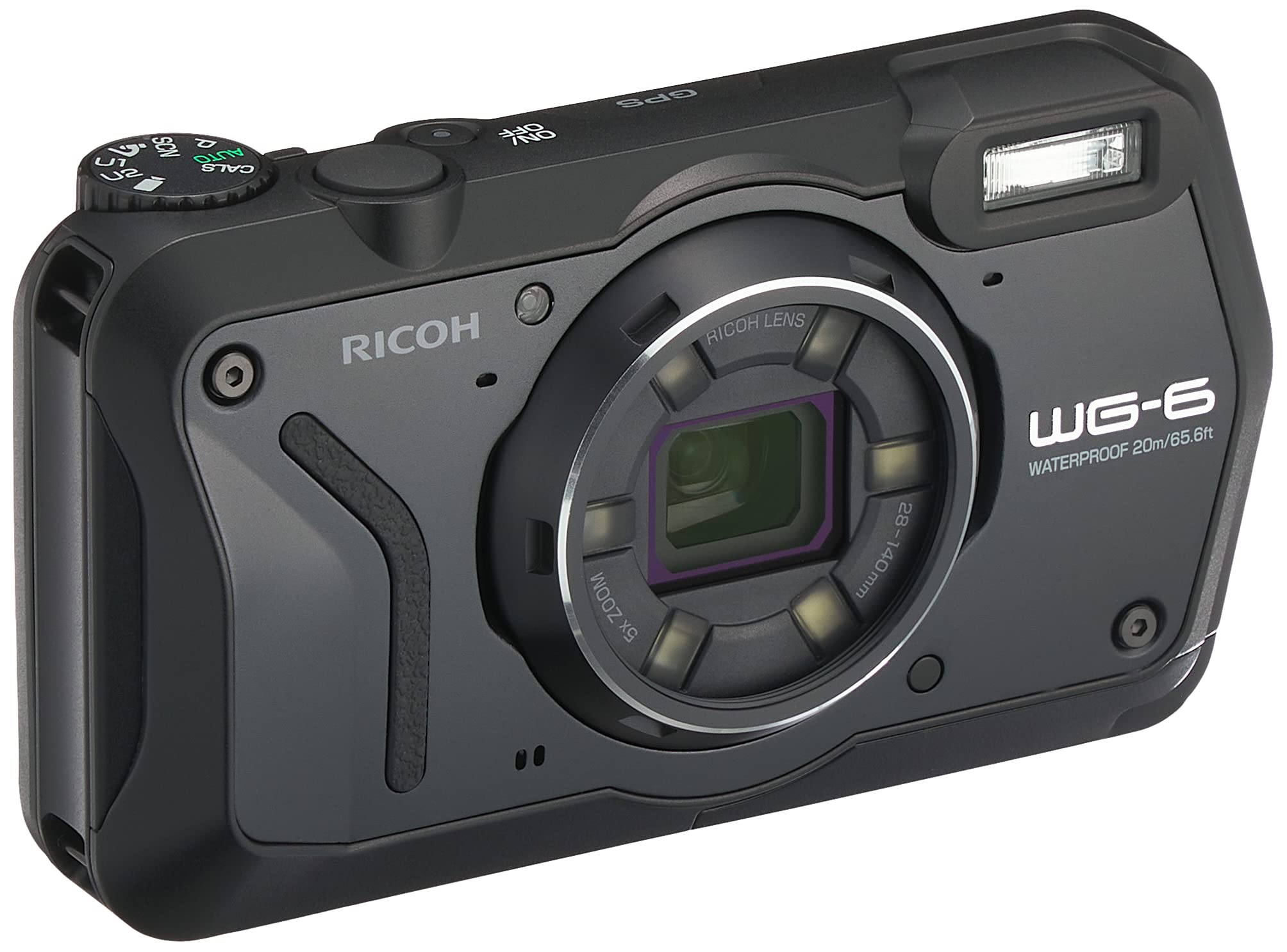 RICOH WG-6 ブラック 本格防水カメラ 20メートル防水 耐衝撃 防塵 耐寒 2000万画素 4K動画対応 高性能GPS内蔵 水中専用マーメードモード搭載 高性能GPS・電子コンパス内蔵 仕事
