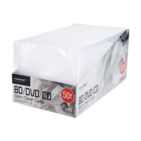 （まとめ）ハイディスク CD/DVDケース 1枚収納 5mmスリムケース クリア ML-CD05S50PCR 1パック（50枚）10セット