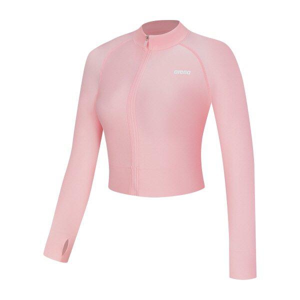 女性ニューウェーブ レギュラーフィット セミクロップ ジップアップ ラッシュガード (A4BL1QR42_PNK)