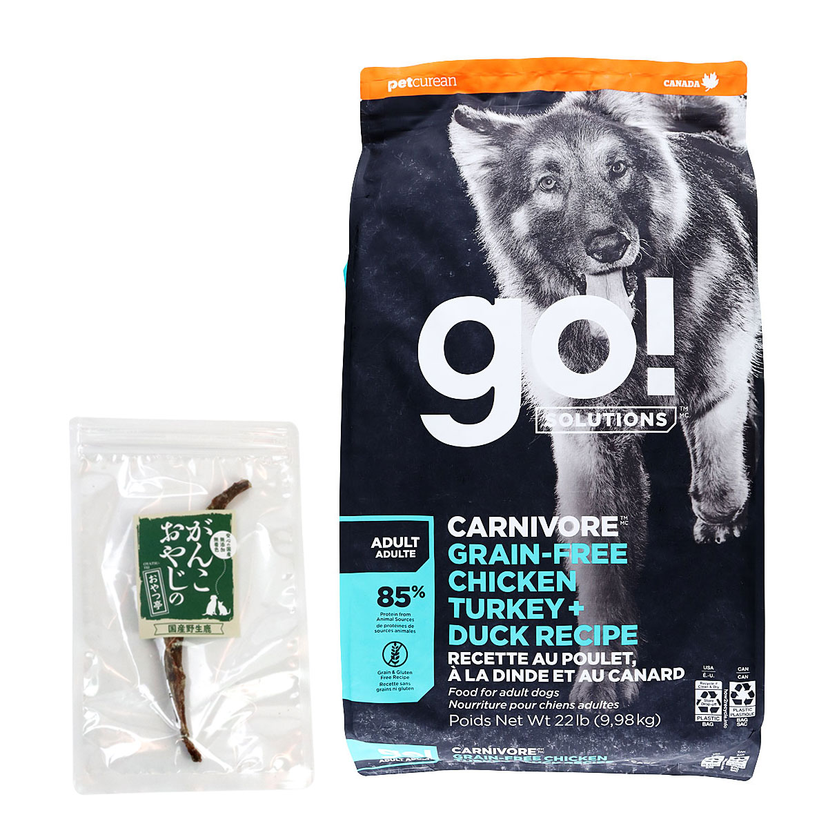 GO! ゴー ソリューションズ カーニボア アダルト チキンターキー＋ダック 9.98kg【国産鹿のスペアリブ ミドルカット 1本入り】ドッグフード