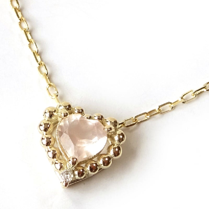 天然ローズクォーツ ハートシェイプネックレスペンダント3056