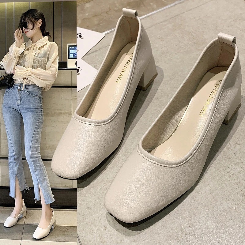 【メガ割】3履き心地 パンプス スクエアトゥ カジュアル オフィス ハイヒール 太ヒール 美脚靴 6,211円