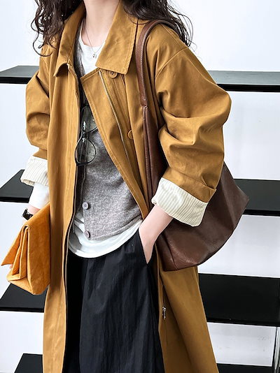 2024秋冬新作アウターレディーストレンチコート韓国ファッション長袖カーディガン流行りトップス