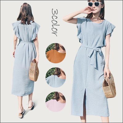 2018大人気の新作韓国ファッションレディース/ワンピース/キュート女性らしいスモークバンディングデザインのチェックワンピース/スクエアネックでさらに愛らしい雰囲気を演出！