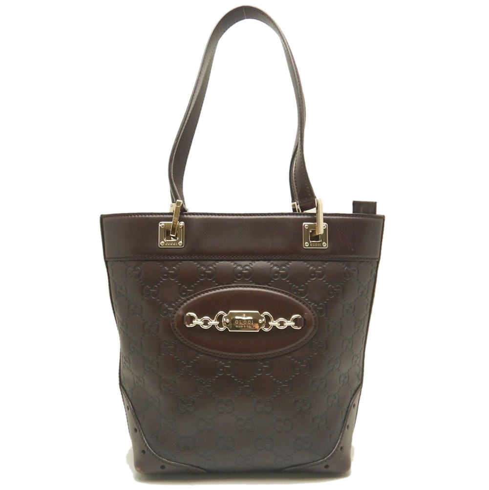 グッチシマ 145994 トートバッグ レザー ブラウン レディース /253104【中古】
