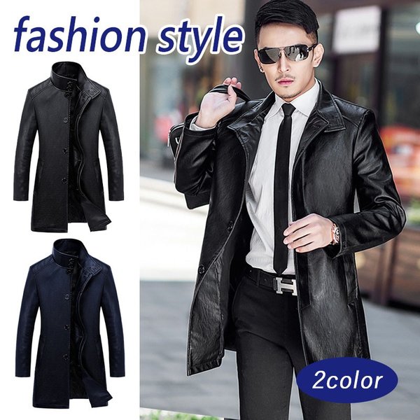 メンズ レザージャケット ライダースジャケット バイクジャケット 立ち襟 防風 防寒 PUレザーコー